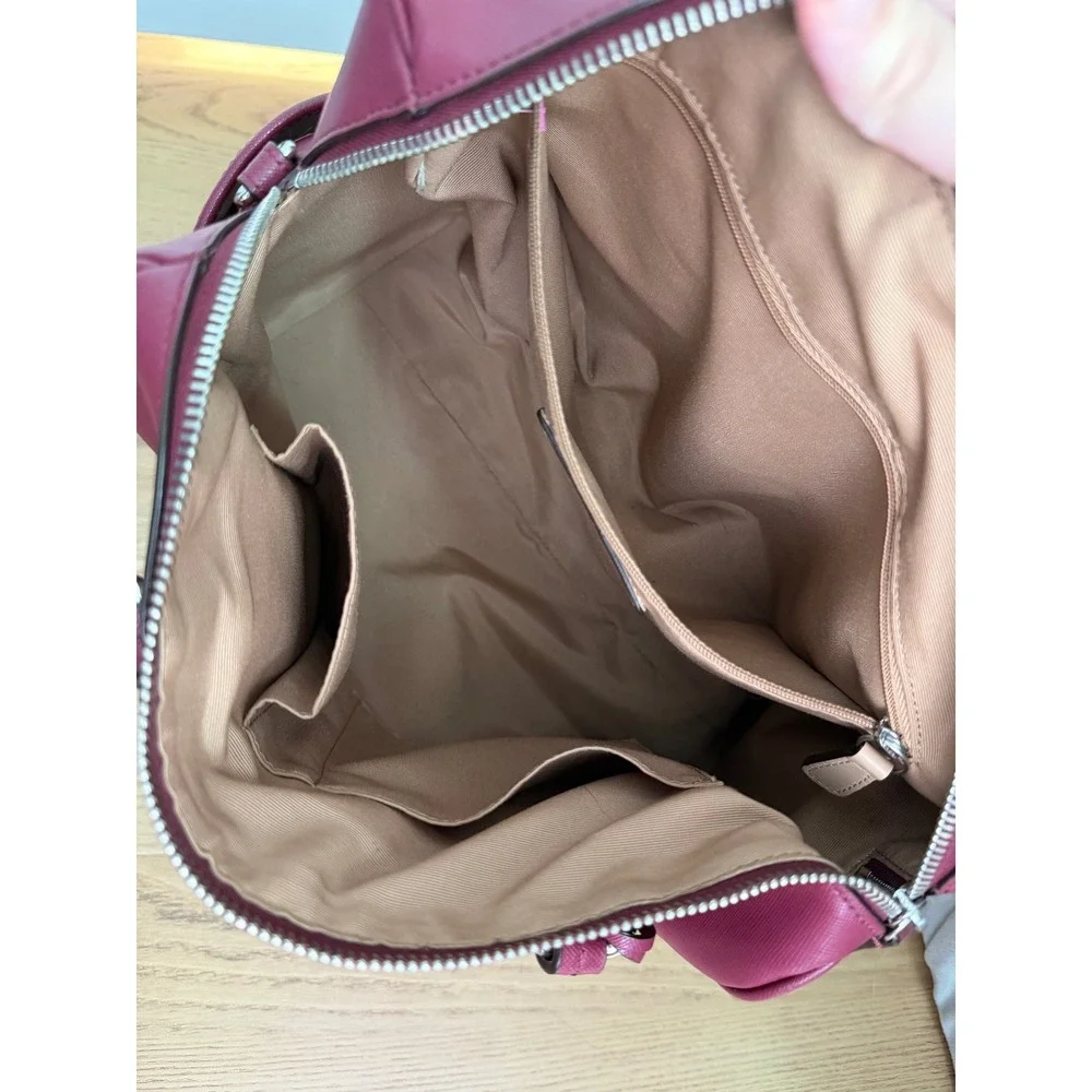 Coach Nancy Peyton Satchel Handbag Saffiano Professional Leather Berry Pink Chic